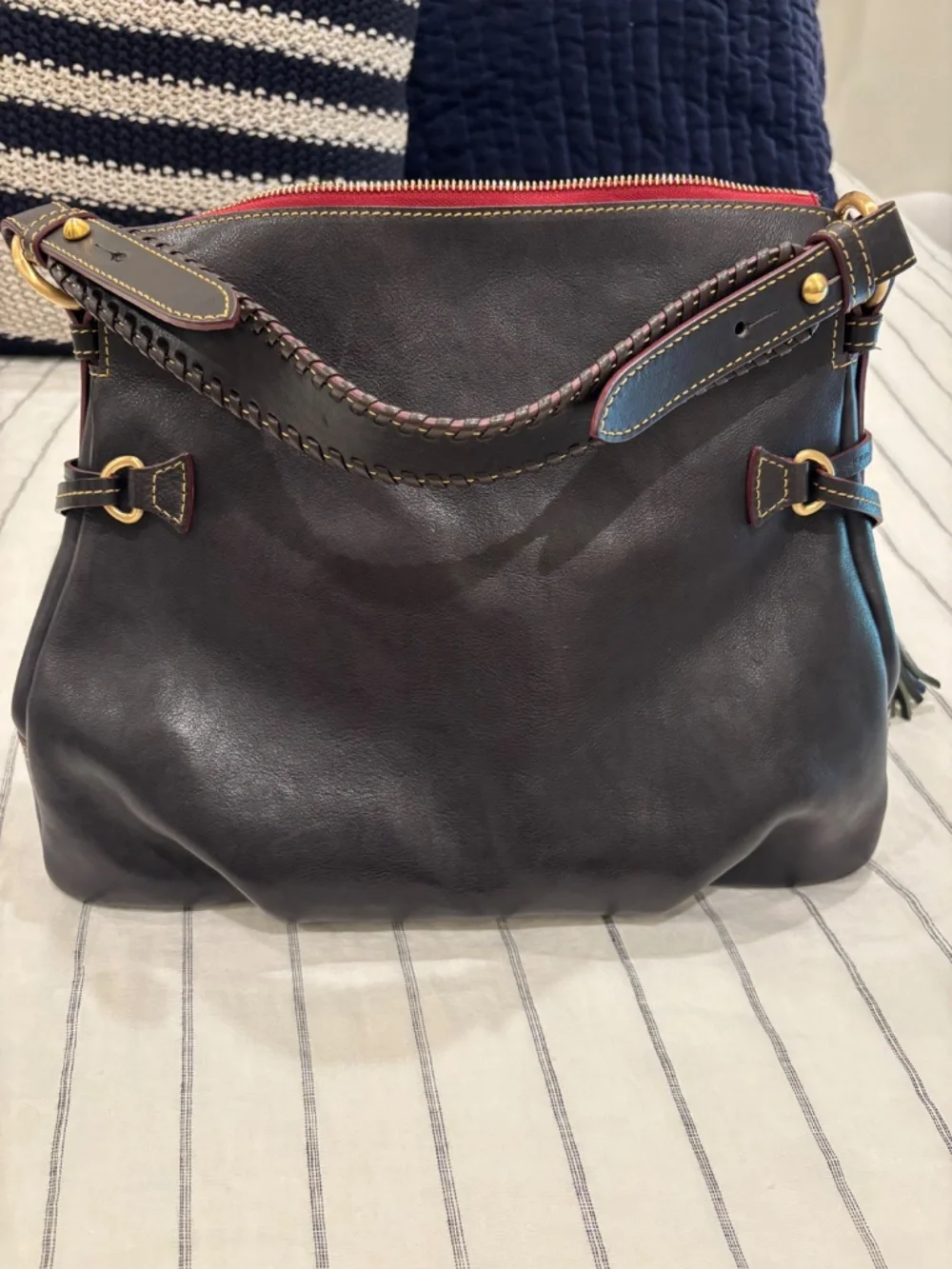 Dooney & Bourke Navy Florentine Hobo with Whipstitched Handle